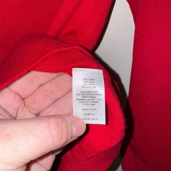 Women's Red Corton Cashmere blend Cable-Knit Sweater Fair isle monochrome Size M - Picture 3 of 6